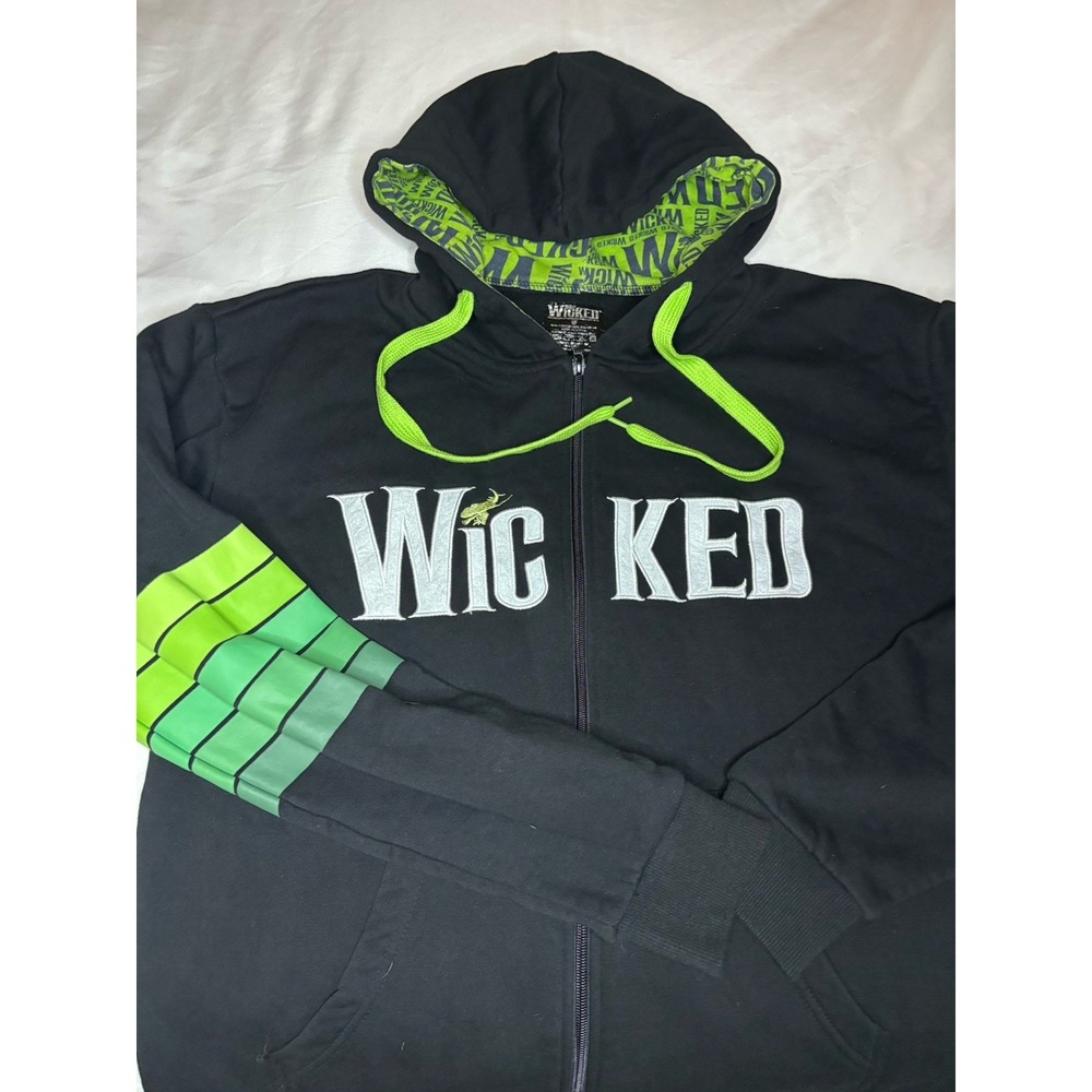 WICKED Musical Hoodie Full Zip Hooded Sweatshirt‎ Medium Black Green Broadway
